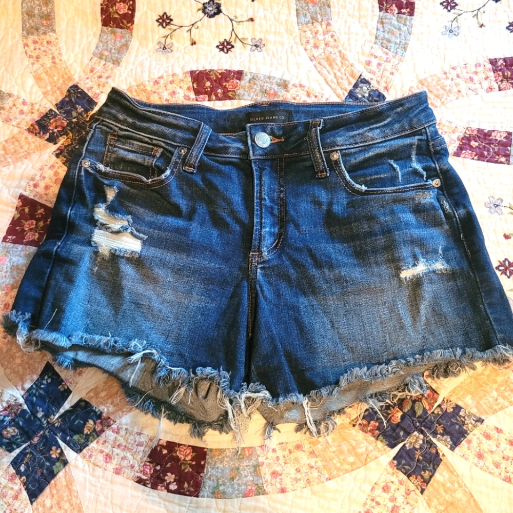Silver Jeans Blue Denim Distressed Women Shorts